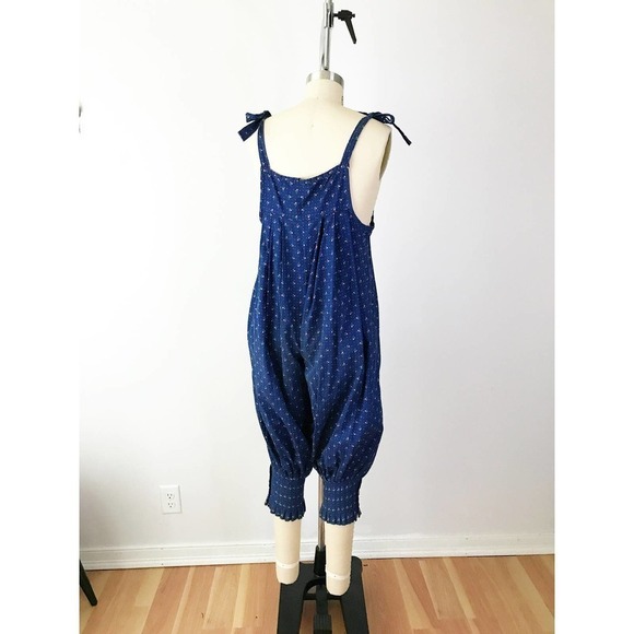 Cottagecore Prairie Romper Overalls Tie Shoulder - Picture 4 of 8